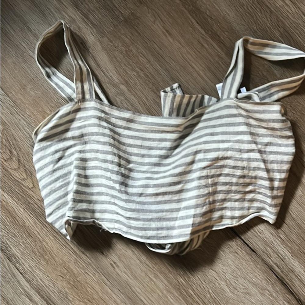 Striped Beige and Grey Women's Top